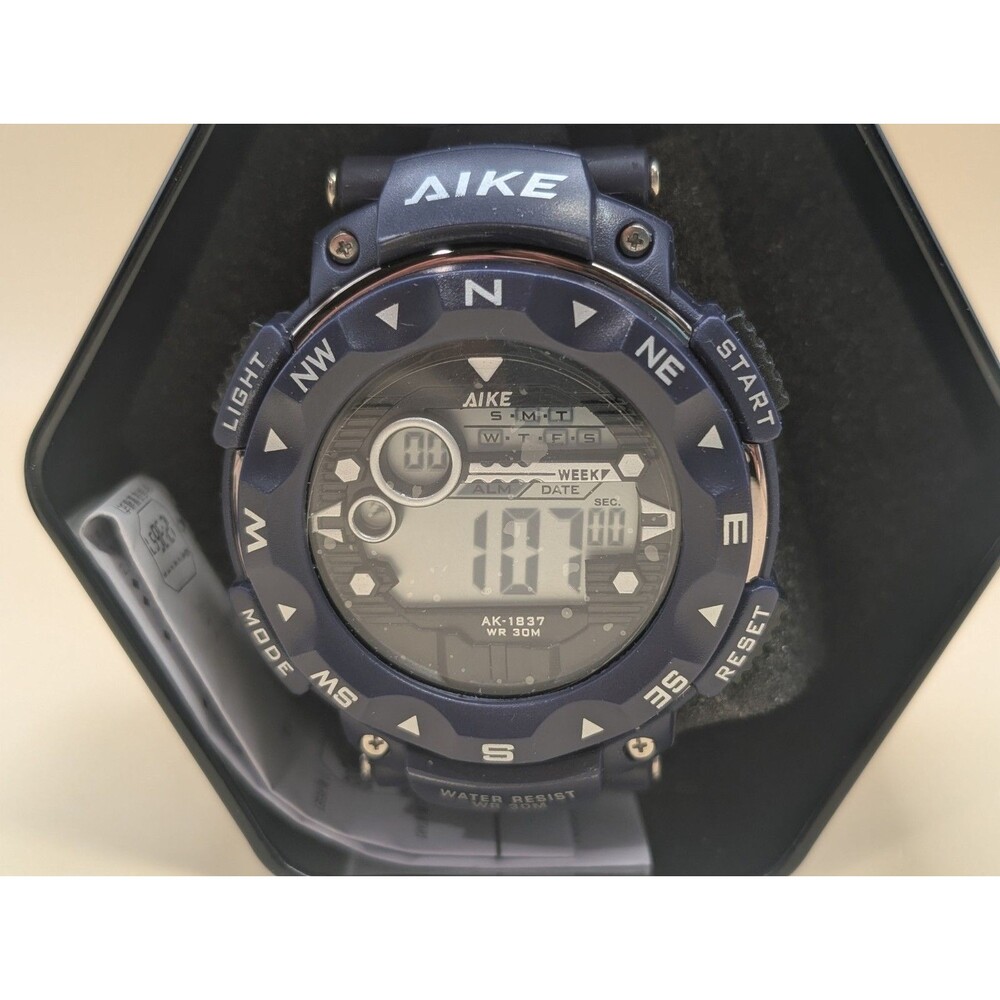 Aike Sports Digital Sport Watch Water Resistant Blue With Stainless Steel Back